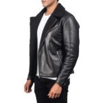 ALBERTO SHEARLING BLACK LEATHER JACKET