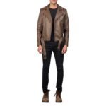 ALLARIC ALLEY MOCHA LEATHER BIKER JACKET