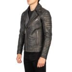 ARMAND DISTRESSED BROWN LEATHER BIKER JACKET