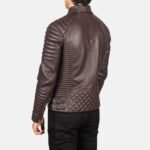 ARMAND MAROON LEATHER BIKER JACKET
