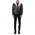 ALBERTO WHITE SHEARLING BLACK LEATHER JACKET
