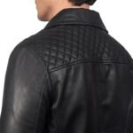 DANNY QUILTED BLACK LEATHER BIKER JACKET