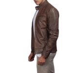 DEAN BROWN LEATHER BIKER JACKET