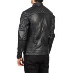 FERNANDO QUILTED BLACK LEATHER BIKER JACKET