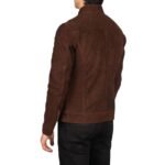 FERNANDO QUILTED BROWN SUEDE BIKER JACKET