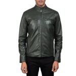 IONIC GREEN LEATHER BIKER JACKET