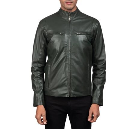 IONIC GREEN LEATHER BIKER JACKET