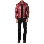 ALEX DISTRESSED BURGUNDY LEATHER JACKET