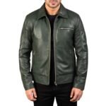 LAVENDARD GREEN LEATHER BIKER JACKET