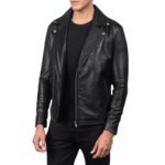 ALLARIC ALLEY BLACK LEATHER BIKER JACKET