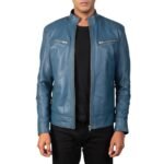 MACK BLUE LEATHER BIKER JACKET
