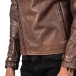 RAIDEN BROWN LEATHER BIKER JACKET