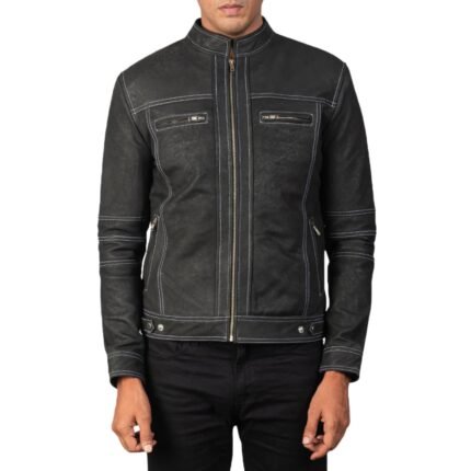 YOUNGSTER DISTRESSED BLACK LEATHER JACKET