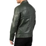 LAVENDARD GREEN LEATHER BIKER JACKET