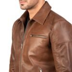 LAVENDARD BROWN LEATHER BIKER JACKET