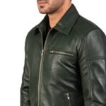 LAVENDARD GREEN LEATHER BIKER JACKET