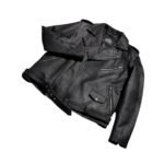 ALLARIC ALLEY DISTRESSED BLACK LEATHER BIKER JACKET