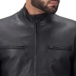 AUSTERE MATTE BLACK LEATHER BIKER JACKET