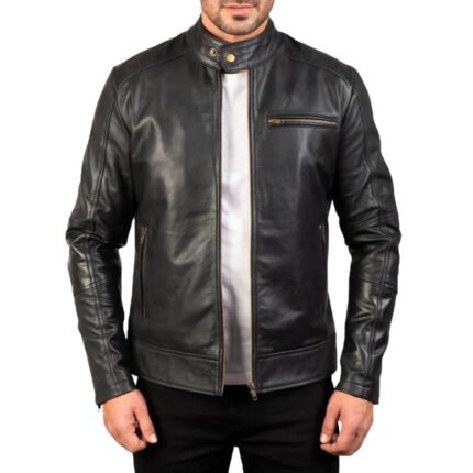 DEAN BLACK LEATHER BIKER JACKET
