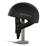 LOW-PROFILE HARLEY-DAVIDSON HALF HELMET WITH FIBERGLASS SHELL AND DOUBLE D-RING STRAP