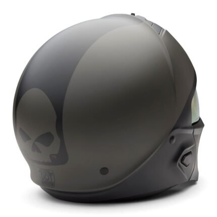 MATTE BLACK AND BLACK OLIVE MOTORCYCLE HELMET SIDE PROFILE