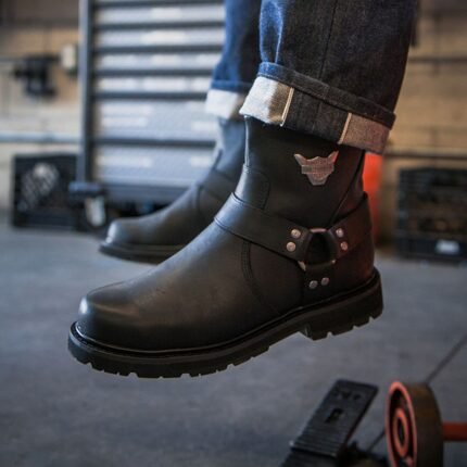 HARLEY‑DAVIDSON MEN’S RAMBERT HARNESS LEATHER RIDING BOOT IN BLACK FULL‑GRAIN LEATHER