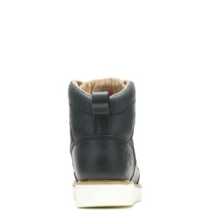 HARLEY‑DAVIDSON MEN’S SALTER CASUAL BOOTS IN BLACK FULL‑GRAIN LEATHER WITH WHITE RUBBER OUTSOLE