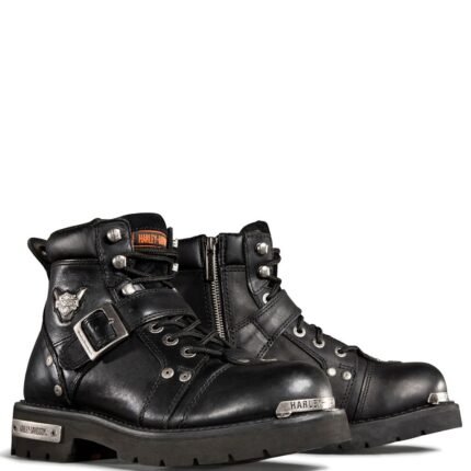 HARLEY‑DAVIDSON MEN’S BRAKE BUCKLE LEATHER RIDING BOOTS WITH FULL‑GRAIN LEATHER AND OIL‑RESISTANT RUBBER OUTSOLE
