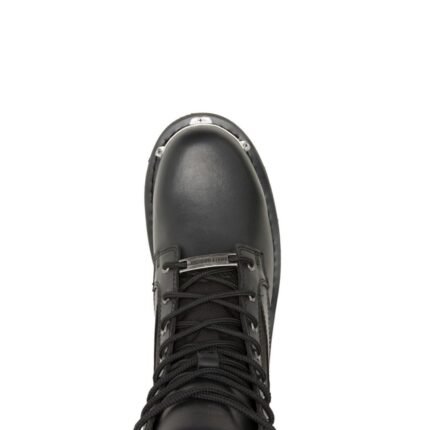 SIDE VIEW OF MEN’S MAVERICK MOTORCYCLE BOOT SHOWING GOODYEAR WELT CONSTRUCTION AND RUBBER OUTSOLE