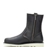 BLACK 8″ MEN’S LEATHER BOOT WITH EMBOSSED BAR AND SHIELD LOGO