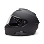 SIDE PROFILE OF H‑D CAPSTONE H35 HELMET SHOWING VENTILATION PORTS AND DOUBLE D‑RING CHIN STRAP