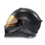 AERODYNAMIC LOW PROFILE FULL FACE HELMET WITH SKULL GRAPHIC AND DOUBLE D‑RING CHIN STRAP