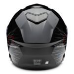 MOTORCYCLE RIDER HELMET WITH MOISTURE‑WICKING LINER AND SECURITY SPOILER