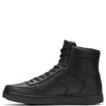 Pair of men’s Grady casual sneakers in black highlighting cement construction and textured tread