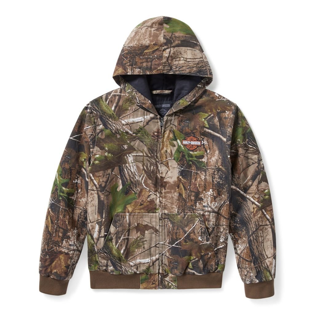 HARLEY DAVIDSON WOMEN'S HD REALTREE APG TWILL JACKET WITH CAMO PRINT AND DURABLE TWILL CONSTRUCTION FOR OUTDOOR STYLE HARLEY DAVIDSON WOMEN'S HD REALTREE APG TWILL JACKET