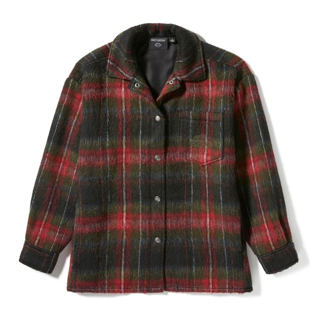 HARLEY DAVIDSON WOMEN'S HD TARTAN PLAID SHIRT JACKET WITH CLASSIC PLAID DESIGN AND CASUAL LAYERING STYLE HARLEY DAVIDSON WOMEN'S HD TARTAN PLAID SHIRT JACKET