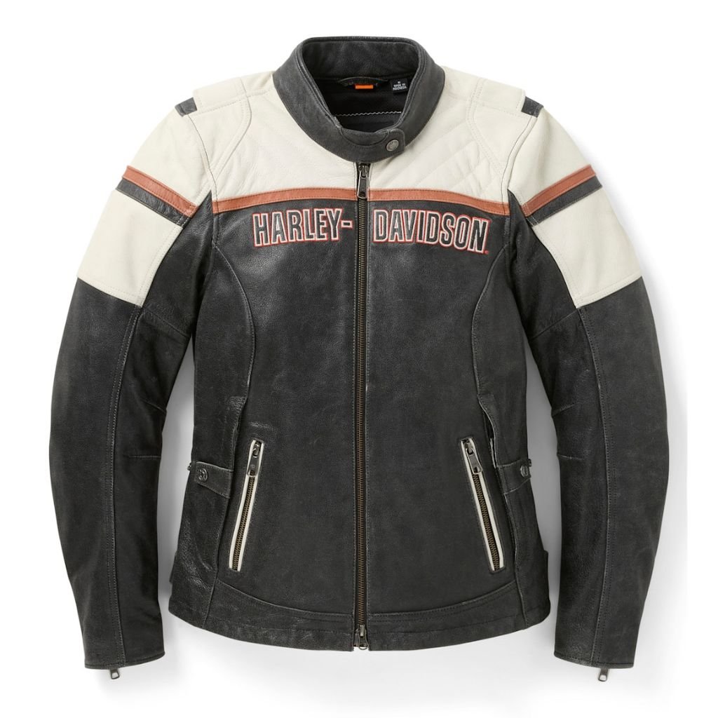 HARLEY DAVIDSON WOMEN'S HD MISS ENTHUSIAST III LEATHER RIDING JACKET WITH PREMIUM LEATHER CONSTRUCTION AND RIDING-READY STYLE HARLEY DAVIDSON WOMEN'S HD MISS ENTHUSIAST III LEATHER RIDING JACKET