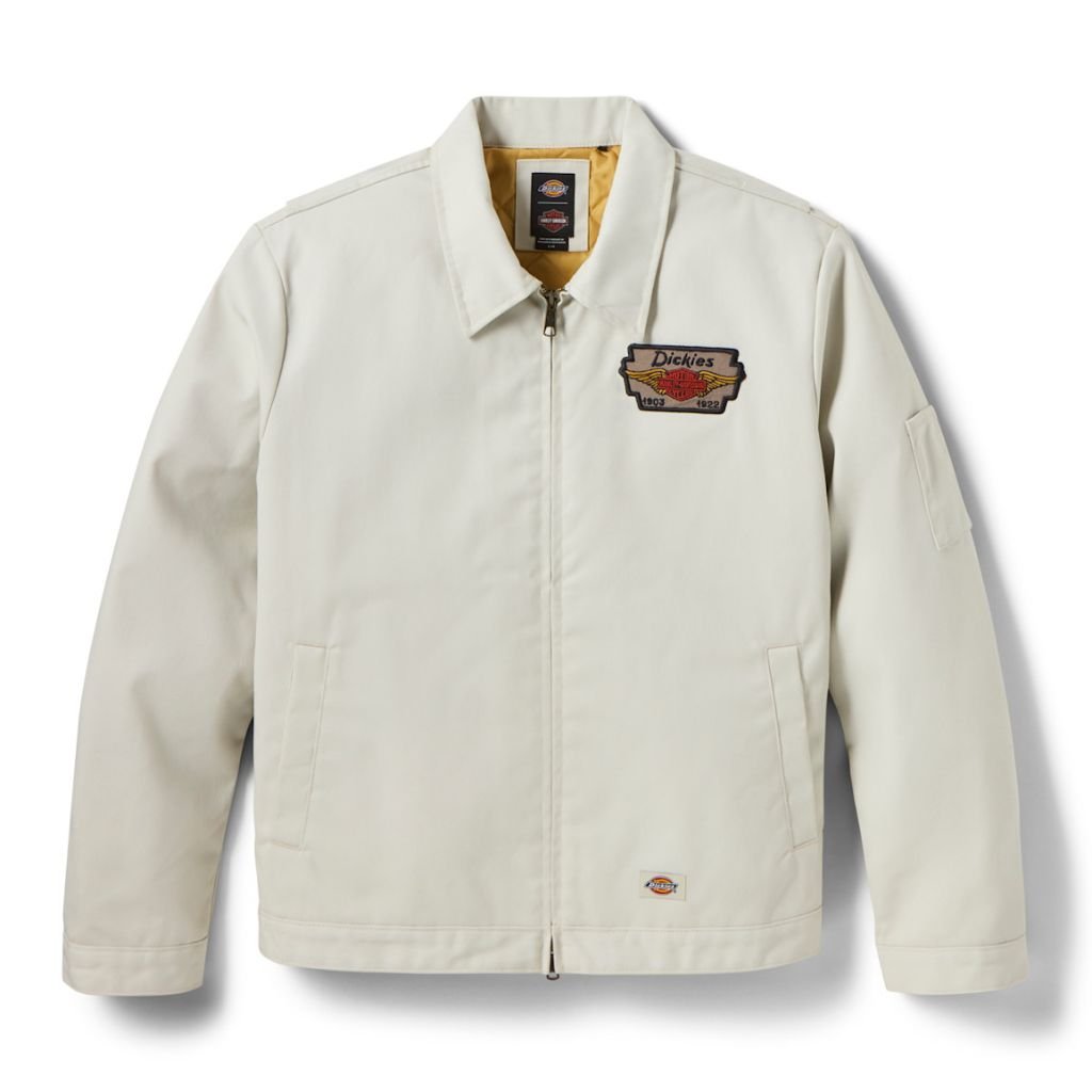 HARLEY DAVIDSON DICKIES X HD QUILTED LINED EISENHOWER JACKET BONE WITH INSULATED QUILTED LINING AND CLASSIC WORKWEAR STYLE HARLEY DAVIDSON DICKIES X HD QUILTED LINED EISENHOWER JACKET BONE
