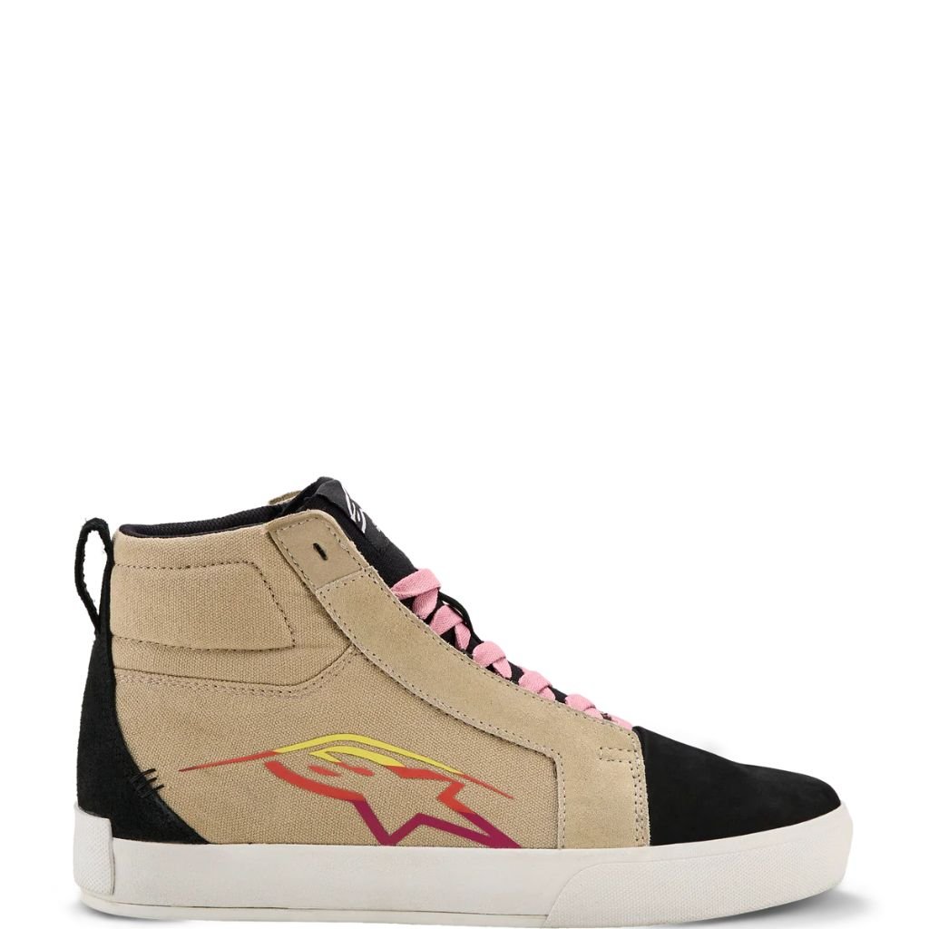ALPINESTARS RIDE 63 CANVAS SHOES IN BEIGE BLACK WITH CASUAL MOTORCYCLE-INSPIRED DESIGN ALPINESTARS RIDE 63 CANVAS SHOES BEIGE BLACK