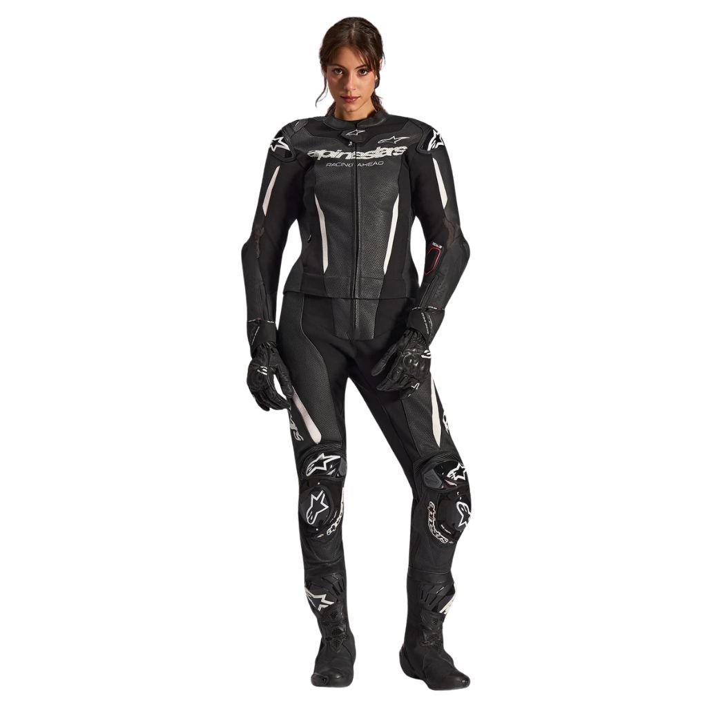 ALPINESTARS WOMEN STELLA GP-R7 LEATHER 2 PIECE SUIT BLACK MOTORCYCLE RACING GEAR ALPINESTARS WOMEN STELLA GP-R7 LEATHER SUIT 2PIECE BLACK