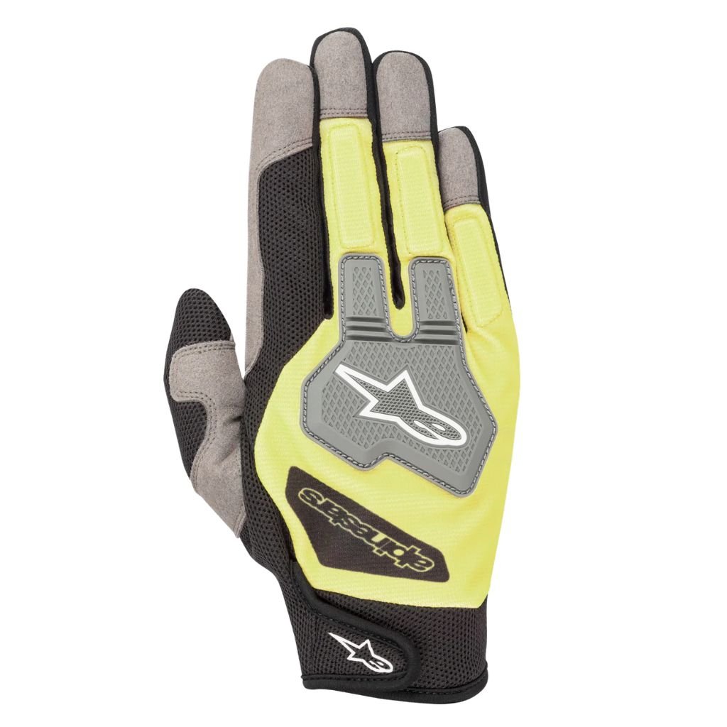 ALPINESTARS ENGINE GLOVES BLACK YELLOW PREMIUM MOTORCYCLE RIDING GLOVES ALPINESTARS ENGINE GLOVES BLACK YELLOW