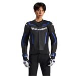 ALPINESTARS GP FORCE V2 AIR LEATHER JACKET BLACK METALLIC BLUE