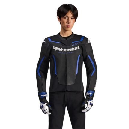 ALPINESTARS GP FORCE V2 AIR LEATHER JACKET BLACK METALLIC BLUE