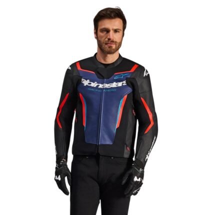 ALPINESTARS GP FORCE V2 LEATHER JACKET BLACK BLUE