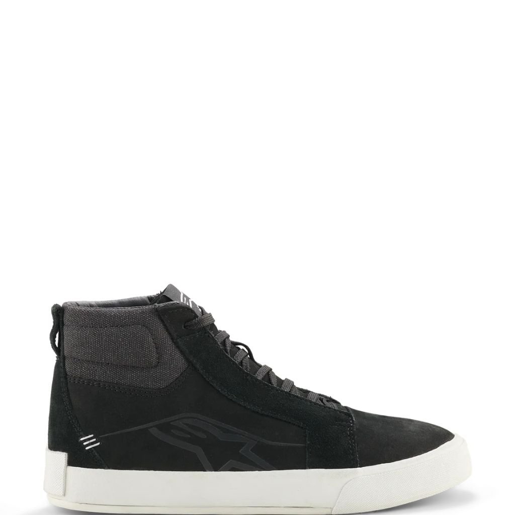 ALPINESTARS RIDE 63 LEATHER SHOES IN BLACK WHITE WITH PREMIUM LEATHER CONSTRUCTION ALPINESTARS RIDE 63 LEATHER SHOES BLACK WHITE