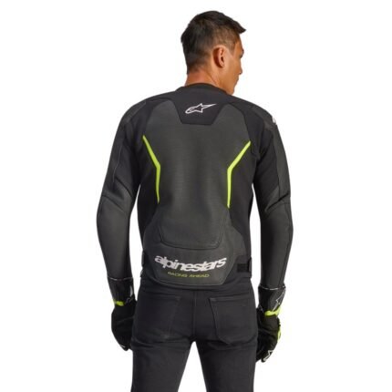 ALPINESTARS GP FORCE V2 AIR LEATHER JACKET BLACK YELLOW FLUO