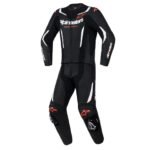 ALPINESTARS GP FORCE V2 LEATHER SUIT 2 PIECE BLACK RED FLUO