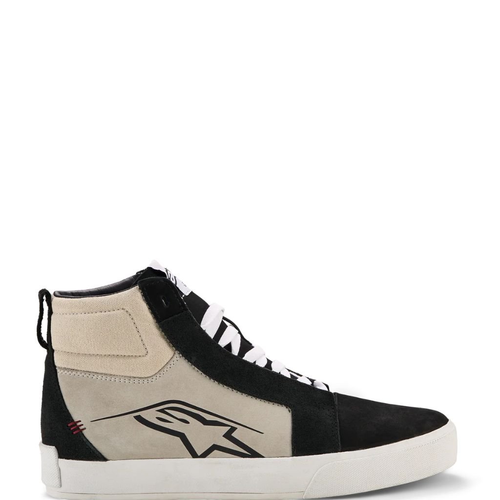 ALPINESTARS RIDE 63 LEATHER SHOES IN BLACK COOL GREY WITH PREMIUM LEATHER CONSTRUCTION ALPINESTARS RIDE 63 LEATHER SHOES BLACK COOL GREY