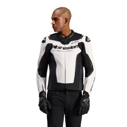 ALPINESTARS GP FORCE V2 LEATHER JACKET WHITE BLACK