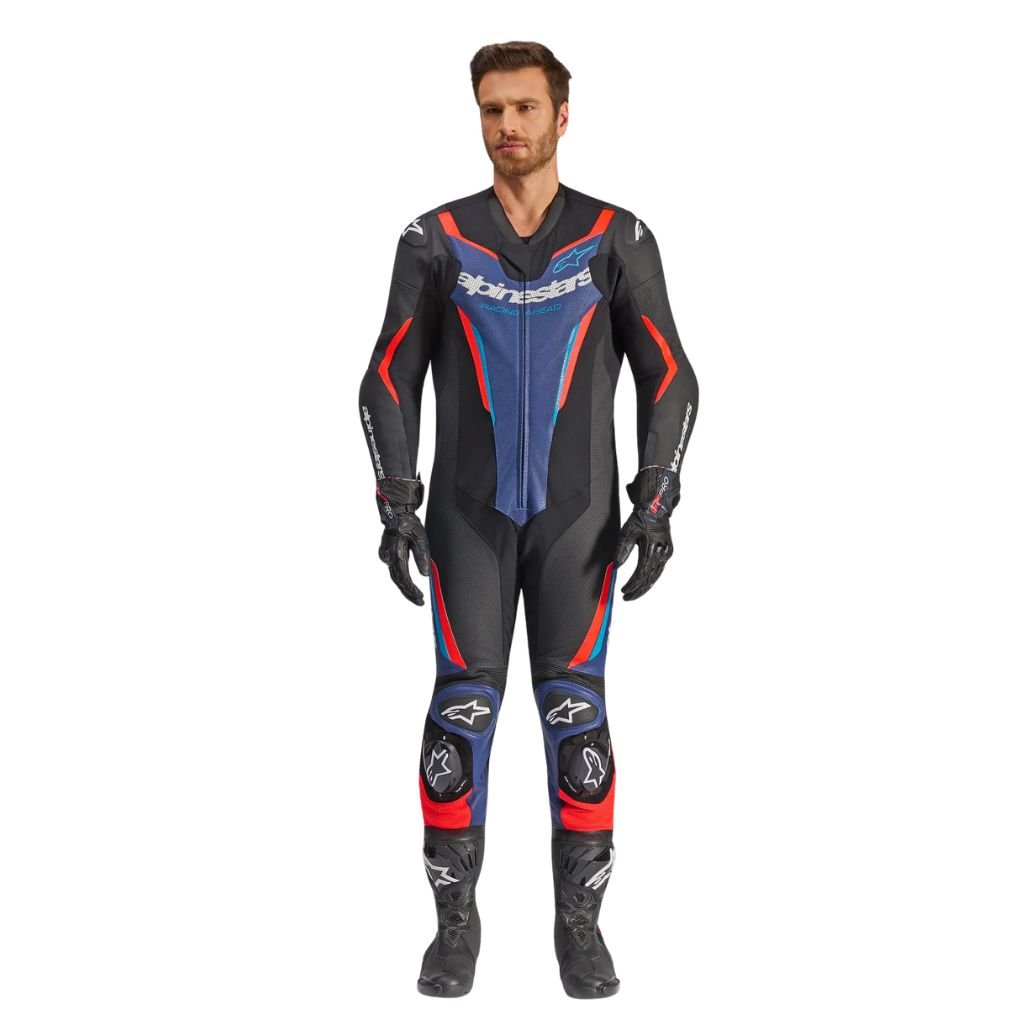 ALPINESTARS GP FORCE V2 LEATHER SUIT BLACK BLUE MOTORCYCLE RACING GEAR ALPINESTARS GP FORCE V2 LEATHER SUIT BLACK BLUE